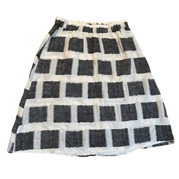 Pillar Canada Cotton Linen Blend Modern Square Print Skirt sz 12 - Picture 1 of 6